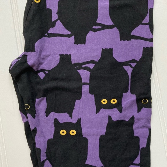 NWT LuLaRoe OS leggings Halloween black purple owls branches Whimsygoth UNICORN - Picture 2 of 3